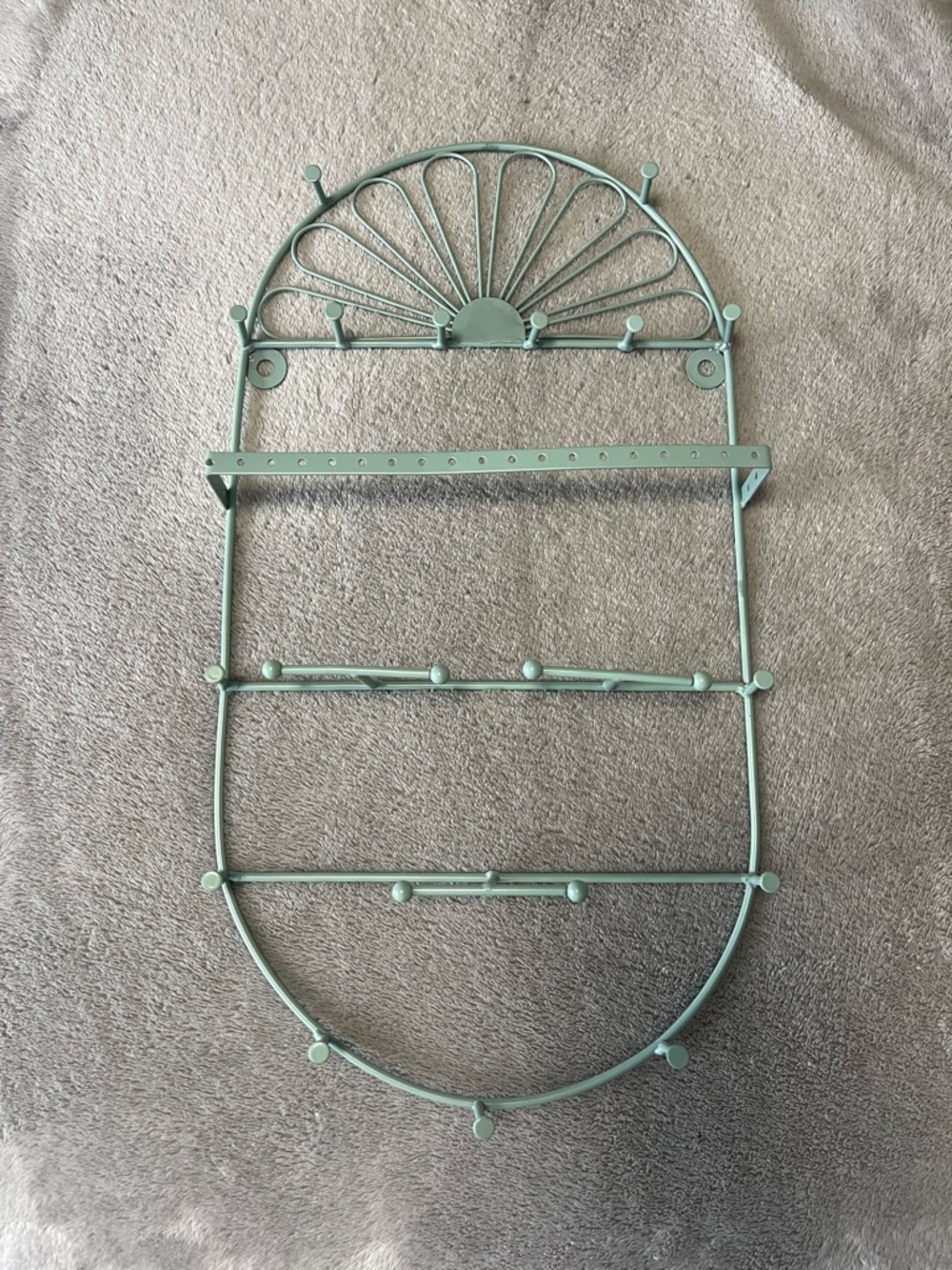 Metal Wall Jewelry Organizer in Mint Green